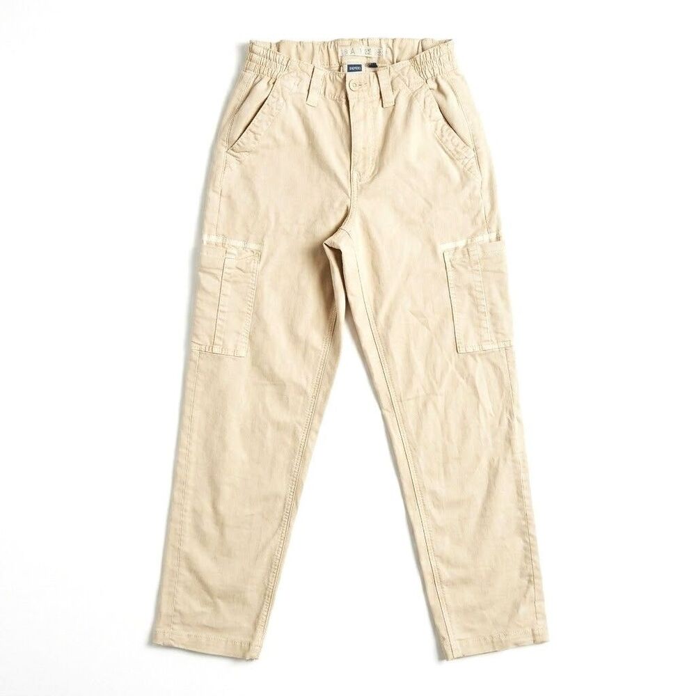 American Eagle Cargo Pants Khaki Elastic Ankle Straight Leg Size 4 Women's